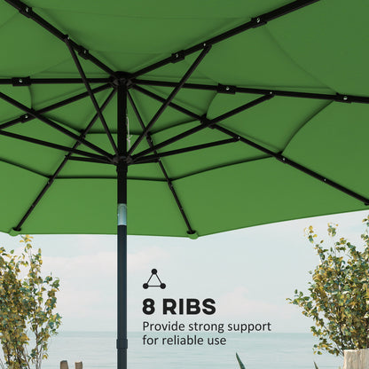 Garden Parasol, Outdoor Umbrella with Tilt Function, Green