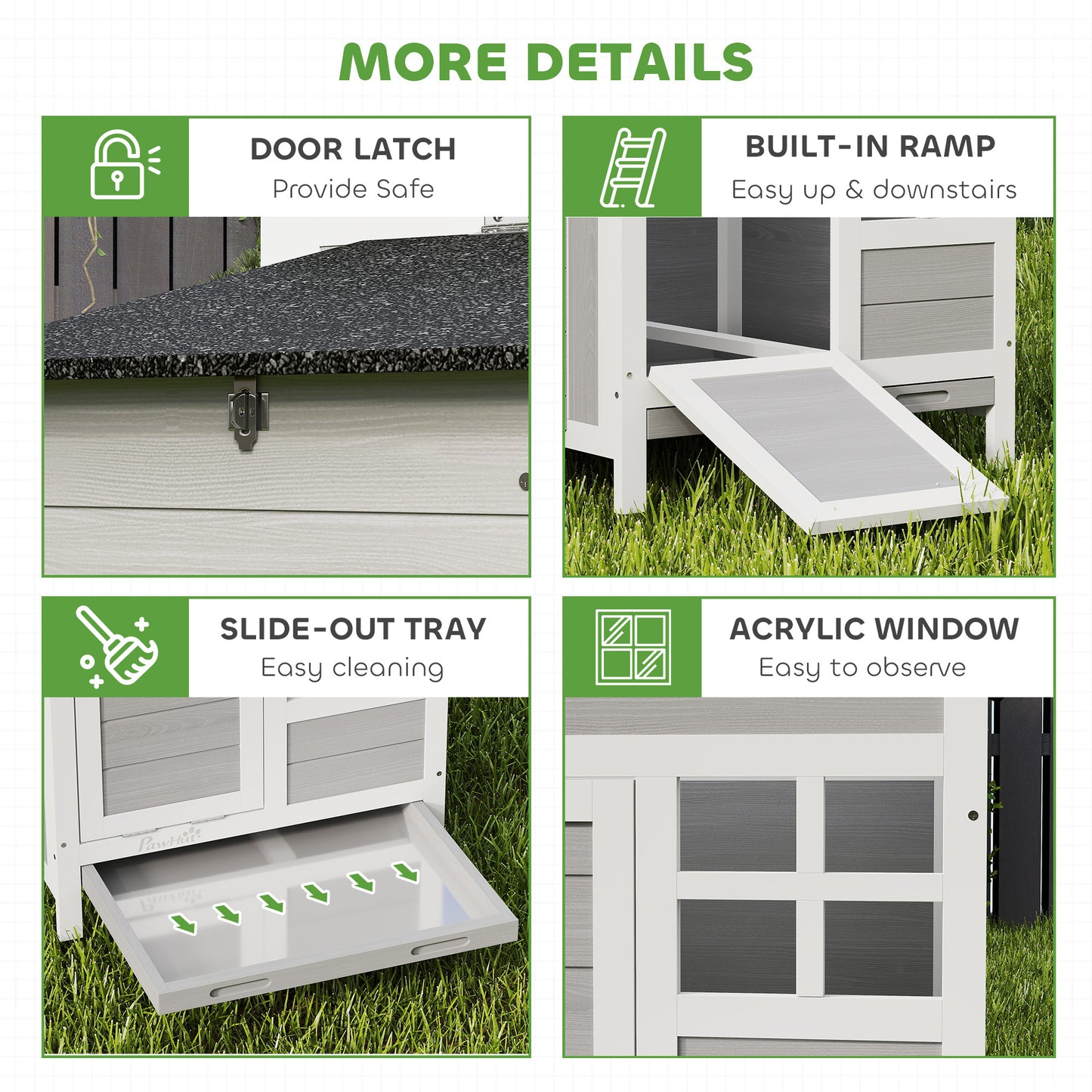 Wooden Chicken Coop with Pull-Out Tray & Nesting Box