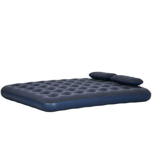 Inflatable Double Air Bed, with Hand Pump - Blue