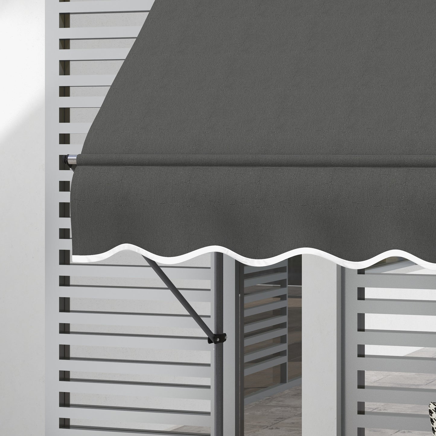 2.5 x 1.2m Retractable Awning, Free Standing Patio Sun Shade Shelter, UV Resistant, for Window and Door, Grey