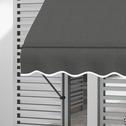 2.5 x 1.2m Retractable Awning, Free Standing Patio Sun Shade Shelter, UV Resistant, for Window and Door, Grey