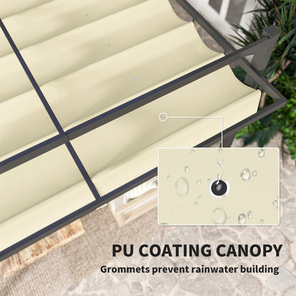 3 x 3(m) Pergola with Retractable Roof and Aluminium Frame, Khaki