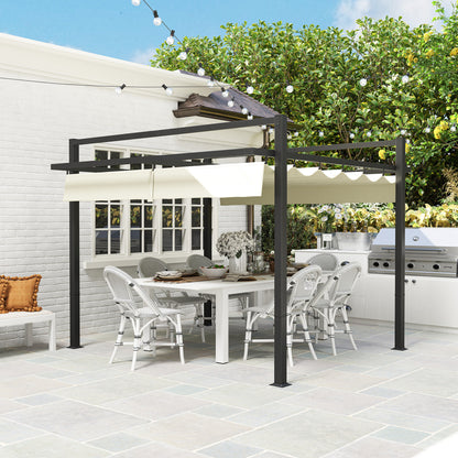 3 x 3(m) Pergola with Retractable Roof and Aluminium Frame, Khaki