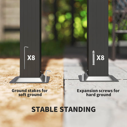 3 x 3(m) Pergola with Retractable Roof and Aluminium Frame, Khaki