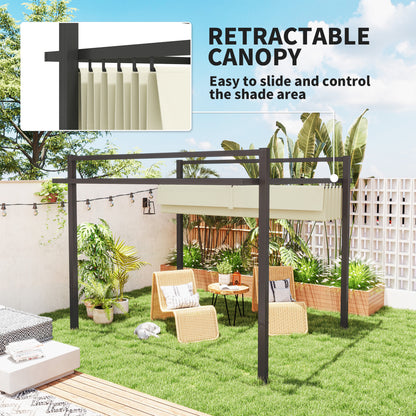 3 x 3(m) Pergola with Retractable Roof and Aluminium Frame, Khaki