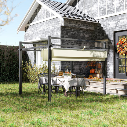 3 x 3(m) Pergola with Retractable Roof and Aluminium Frame, Khaki