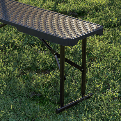 Rattan Effect Folding Picnic Table and Bench Set w/ Handles, Black