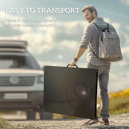 Rattan Effect Folding Picnic Table and Bench Set w/ Handles, Black