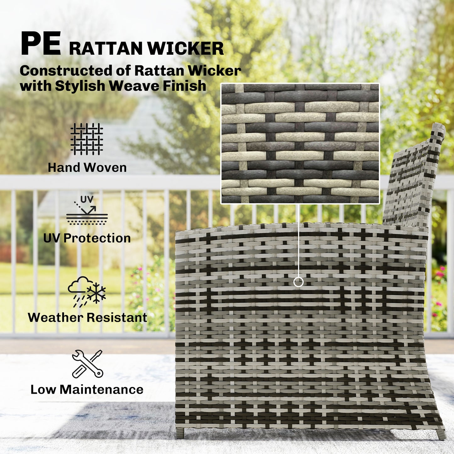 6 Piece Rattan Garden Furniture Set with Nesting Tables, Grey