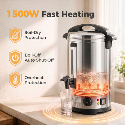 13L Catering Urn, 2500W Stainless Steel Tea Urn with Keep Warm