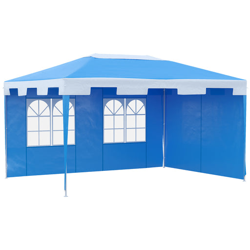 3 x 4 m Party Gazebo Marquee Garden Canopy Outdoor BBQ Tent Camping Patio Awning with 2 Sidewalls, Blue