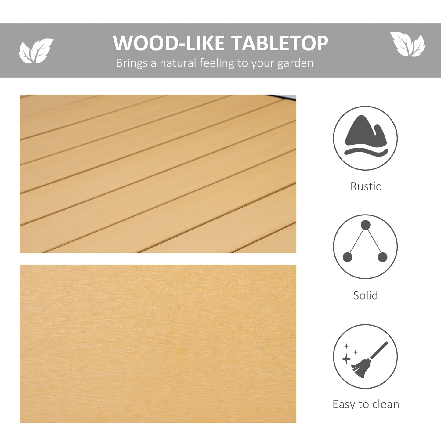 Garden Dining Table for 8, Aluminium Frame for Patio, Natural