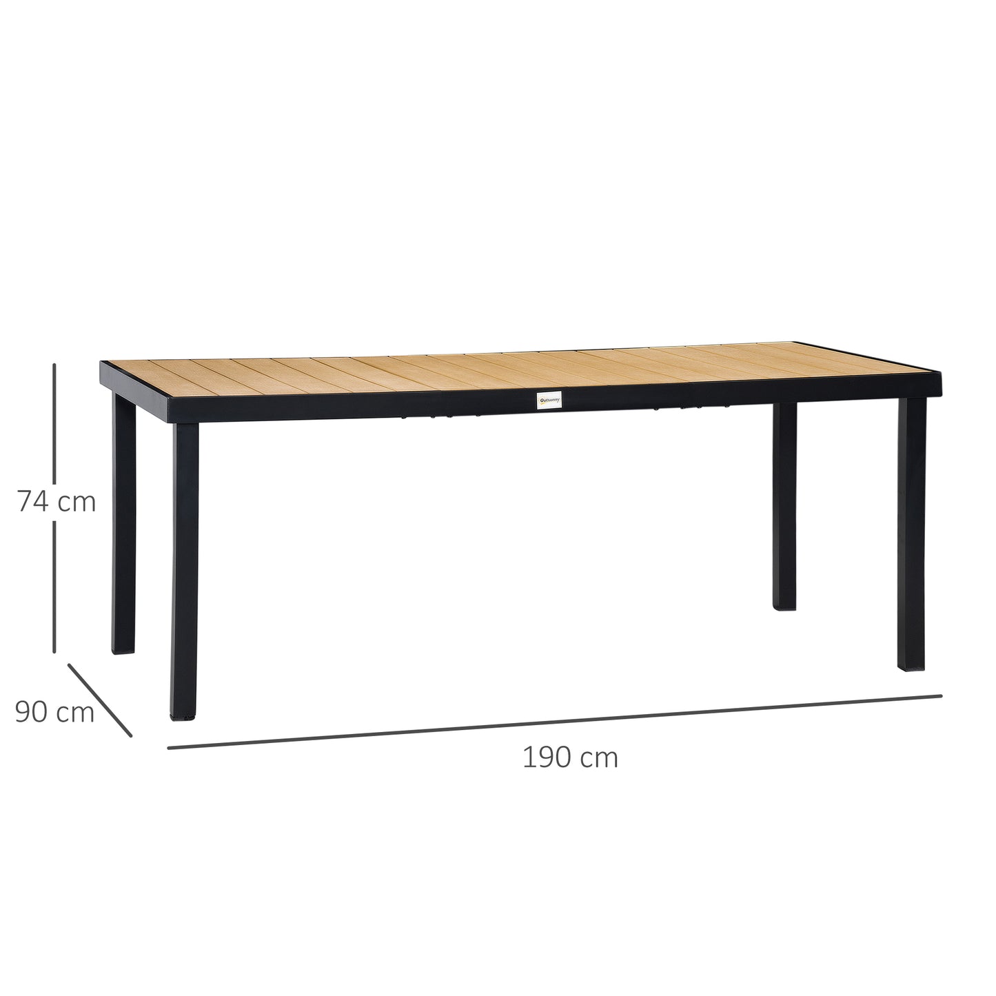Garden Dining Table for 8, Aluminium Frame for Patio, Natural