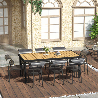 Garden Dining Table for 8, Aluminium Frame for Patio, Natural