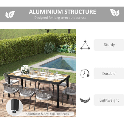 Garden Dining Table for 8, Aluminium Frame for Patio, Natural
