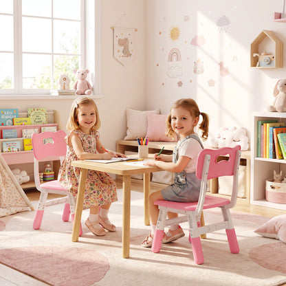 Set of 2 Height-Adjustable Kids' Desk Chairs - Pink & White