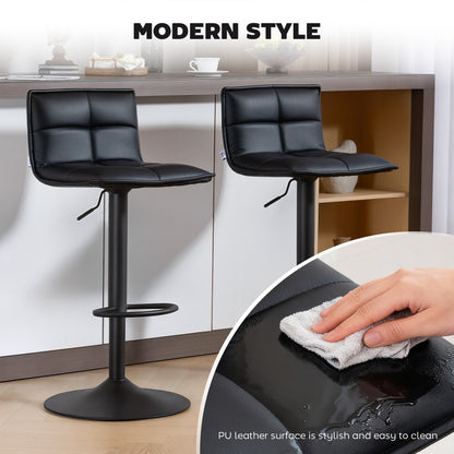 Bar Stools Set of 2 Swivel Height Adjustable Barstools Black