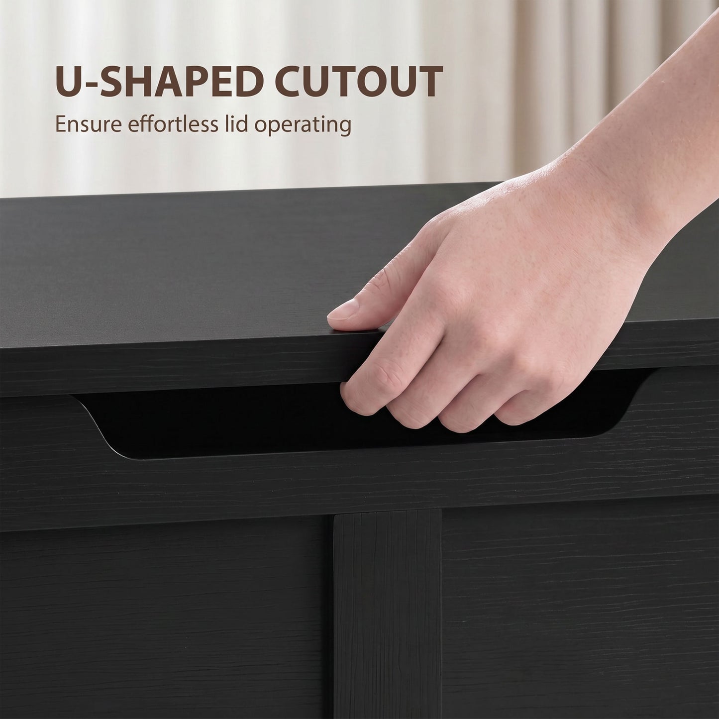 Storage Trunk for Living Room, with Safety Hinges, 100cm, Black
