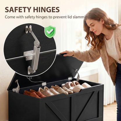 Storage Trunk for Living Room, with Safety Hinges, 100cm, Black