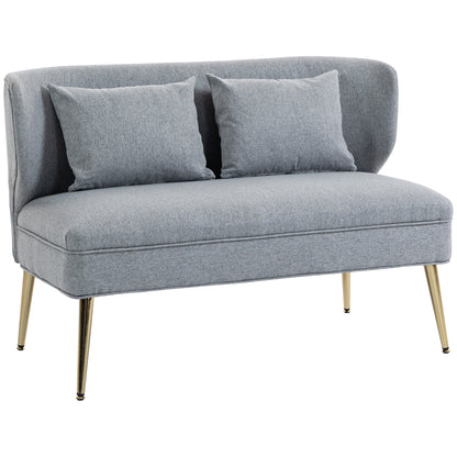 2 Seater Sofa, Small Sofa with Wing Back, Thick Seat, Light Grey