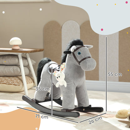 Baby Rocking Horse, Toddler Animal Rocker for Kids Aged 2-5, Grey