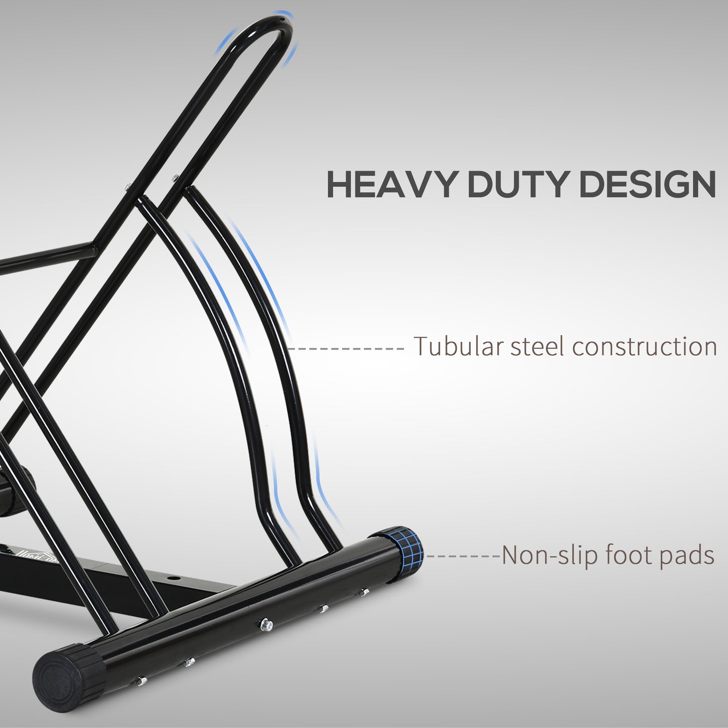 Reversible 2 Bike Holding Rack Steel Frame Indoor Outdoor Foot Caps Stand