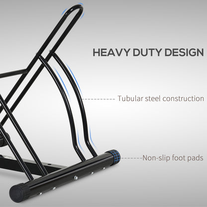 Reversible 2 Bike Holding Rack Steel Frame Indoor Outdoor Foot Caps Stand