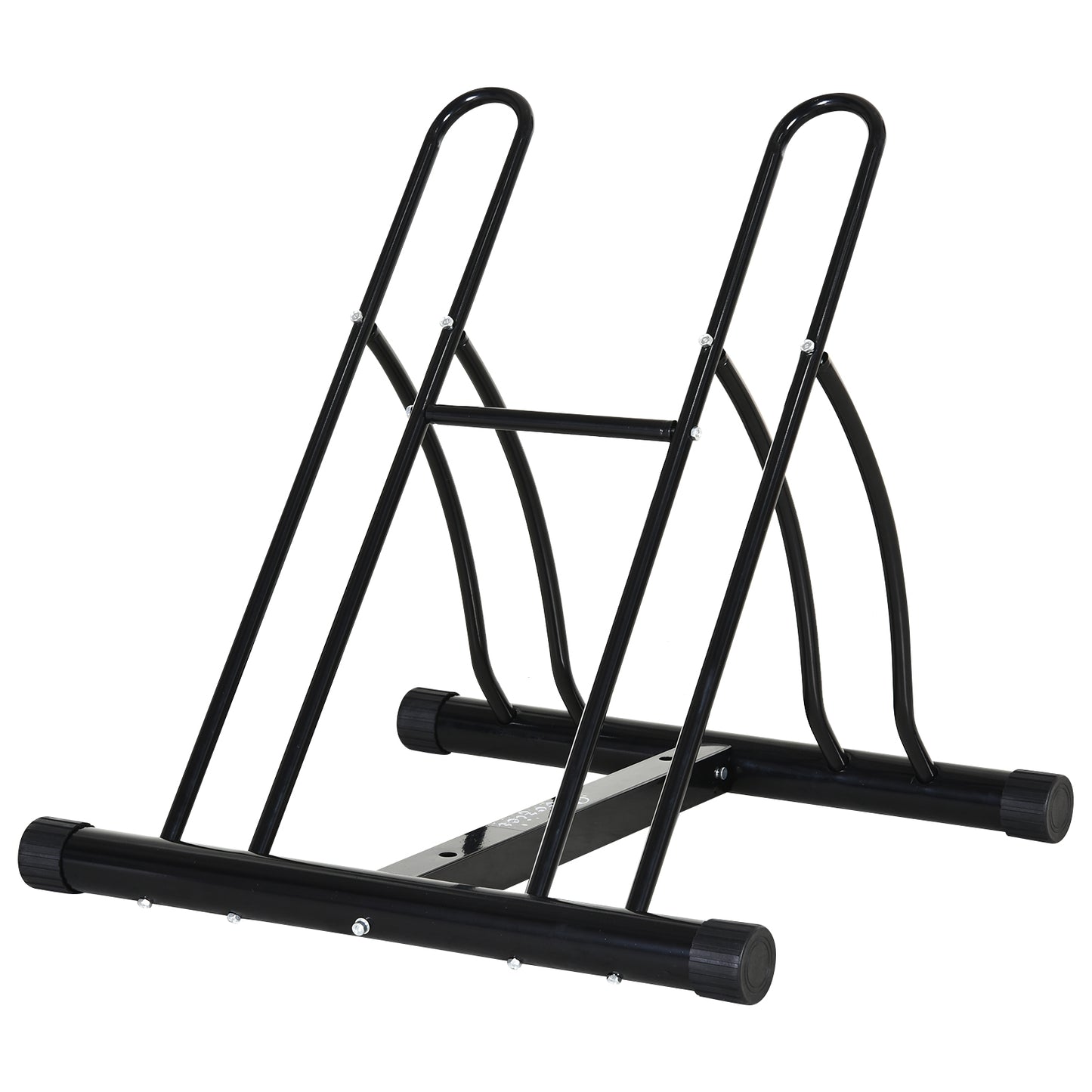 Reversible 2 Bike Holding Rack Steel Frame Indoor Outdoor Foot Caps Stand