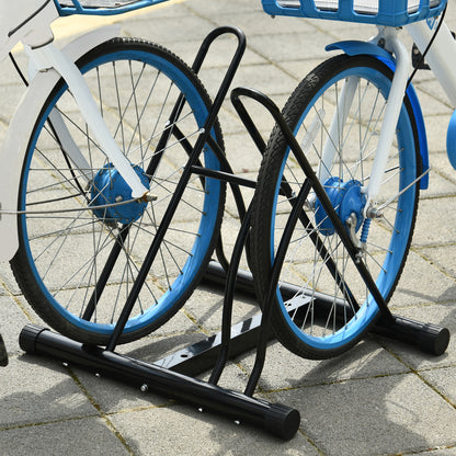 Reversible 2 Bike Holding Rack Steel Frame Indoor Outdoor Foot Caps Stand