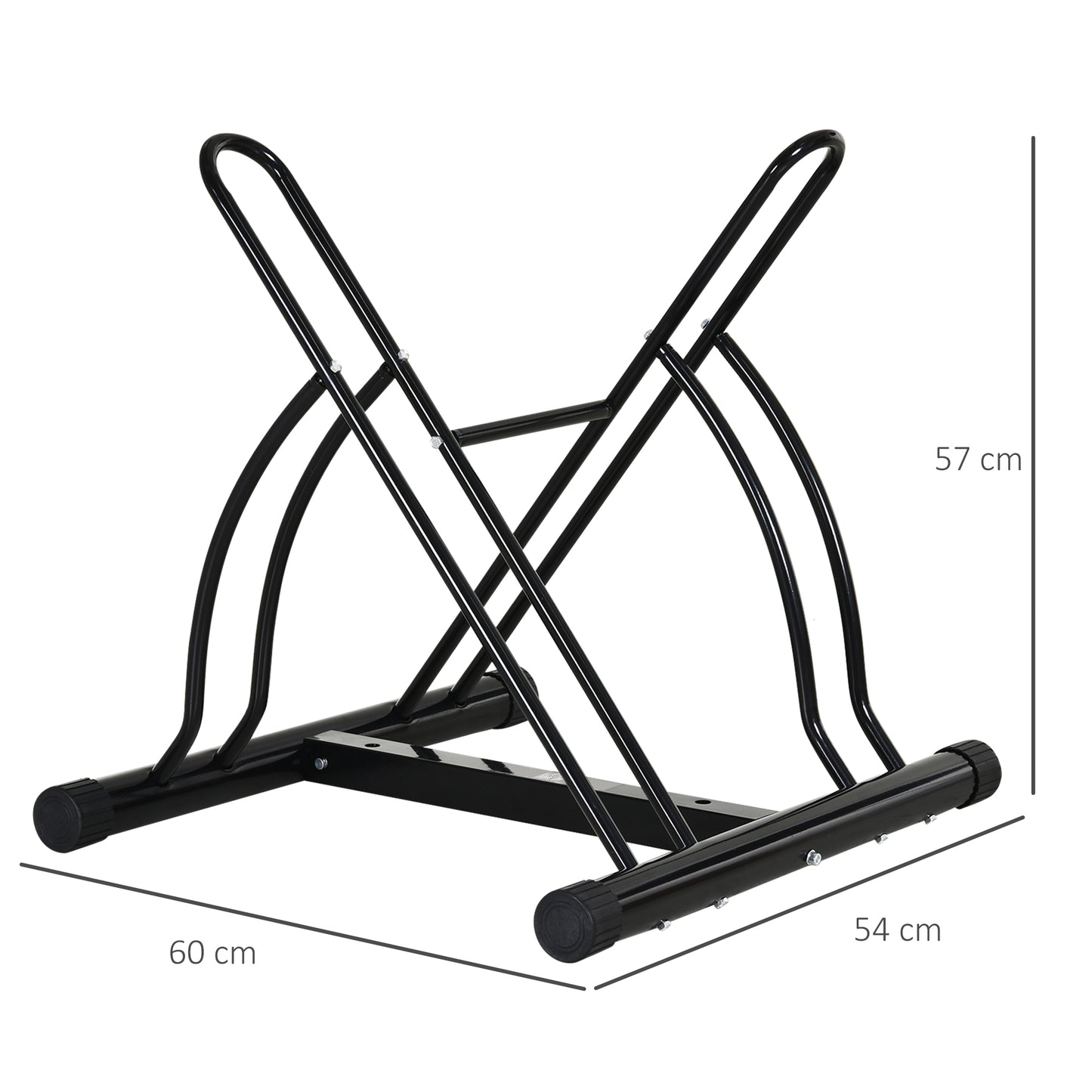 Reversible 2 Bike Holding Rack Steel Frame Indoor Outdoor Foot Caps Stand