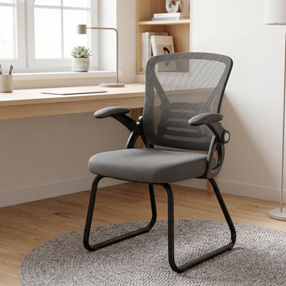 Office Chair with Mesh Backrest and Steel Legs, Dark Grey