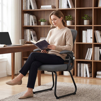 Office Chair with Mesh Backrest and Steel Legs, Dark Grey