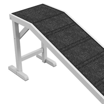Pet Ramp for Dogs Cats with Non-Slip Carpet for Bed Sofa, White