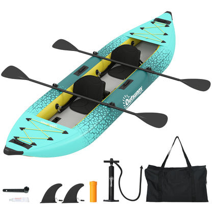 2.5' Inflatable Kayak 2-person Sit on Canoe with Paddles Blue