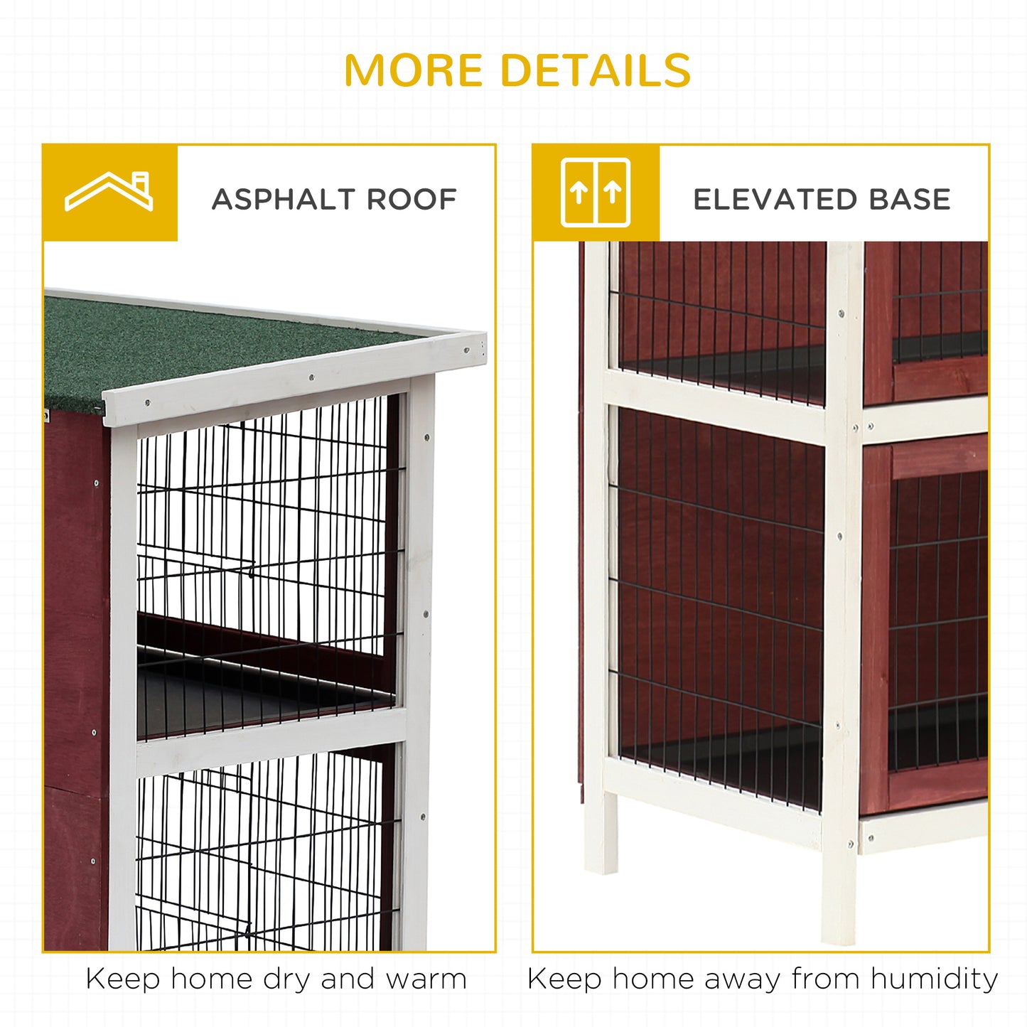 2 Tier Wooden Rabbit Hutch Guinea Pigs Hutch Small Pet Animal Ferret Bunny House Cage for Indoor and Outdoor 136.4x50x93cm