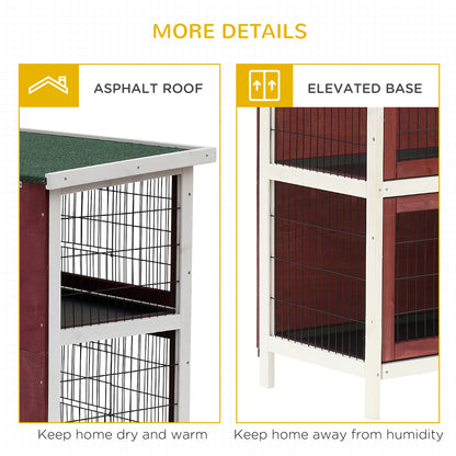 2 Tier Wooden Rabbit Hutch Guinea Pigs Hutch Small Pet Animal Ferret Bunny House Cage for Indoor and Outdoor 136.4x50x93cm