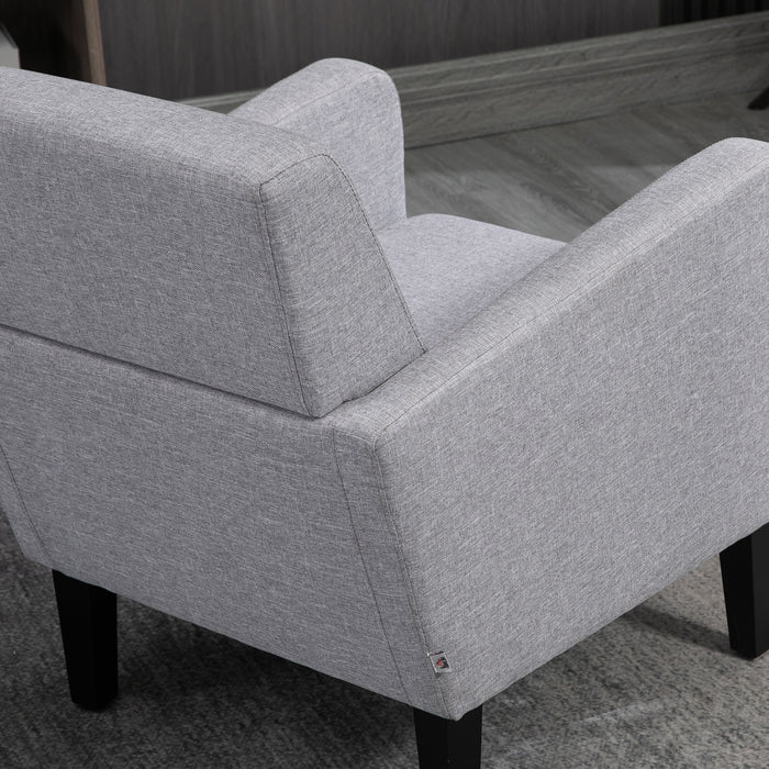 Modern Accent Chair, Occasional Chair with Rubber Wood Legs for Living Room, Bedroom, Grey