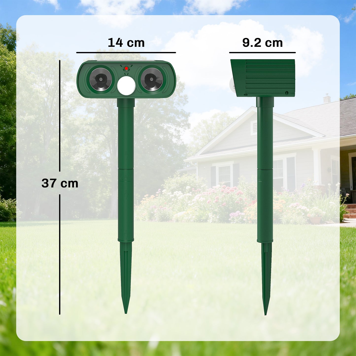 Cat Repellent for Gardens UK, Solar Ultrasonic Fox Cat Deterrent for Gardens UK, PIR Motion Sensor 110°, IPX4 Waterproof Animal Repeller Scarer for Squirrels, Dogs, Moles, Birds