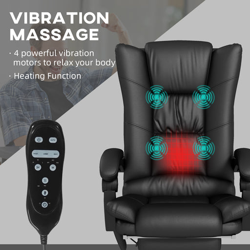 PU Leather Vibration Massage Office Chair with Heat, Black