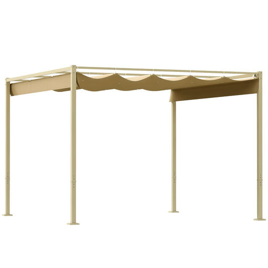 3 x 3(m) Garden Pergola with Retractable Roof, UPF30+, Khaki