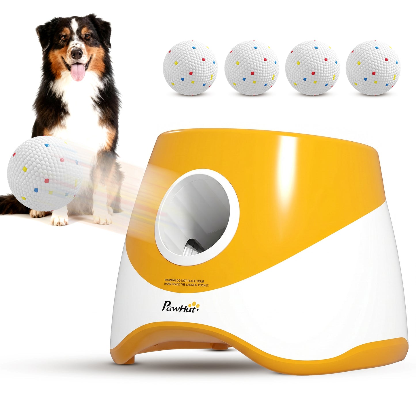 Automatic Dog Ball Launcher with 5 ETPU Balls, Orange
