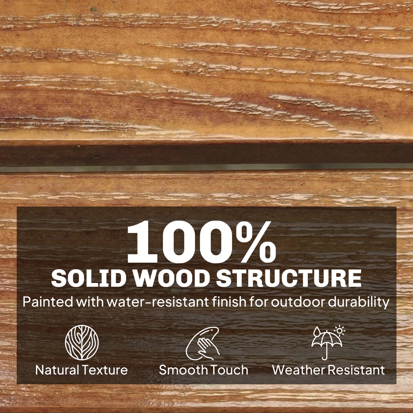 Wood Garden Loveseat Bench with Liftable Table, Cover, Light Brown