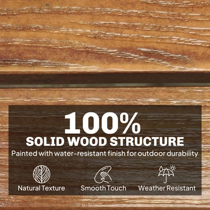 Wood Garden Loveseat Bench with Liftable Table, Cover, Light Brown