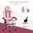 Racing Gaming Chair with Lumbar Support, Head Pillow, Swivel Wheels, High Back Recliner Gamer Desk Chair for Home Office, Pink