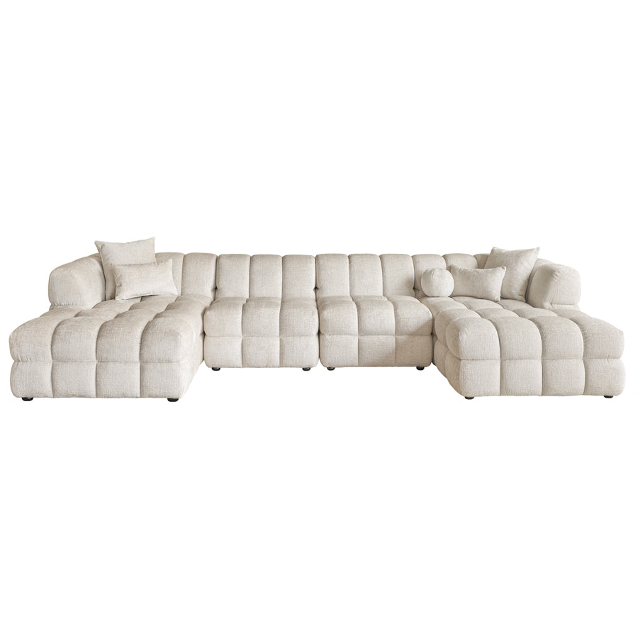Berlin U-Shaped Corner Sofa – Light Taupe Chenille