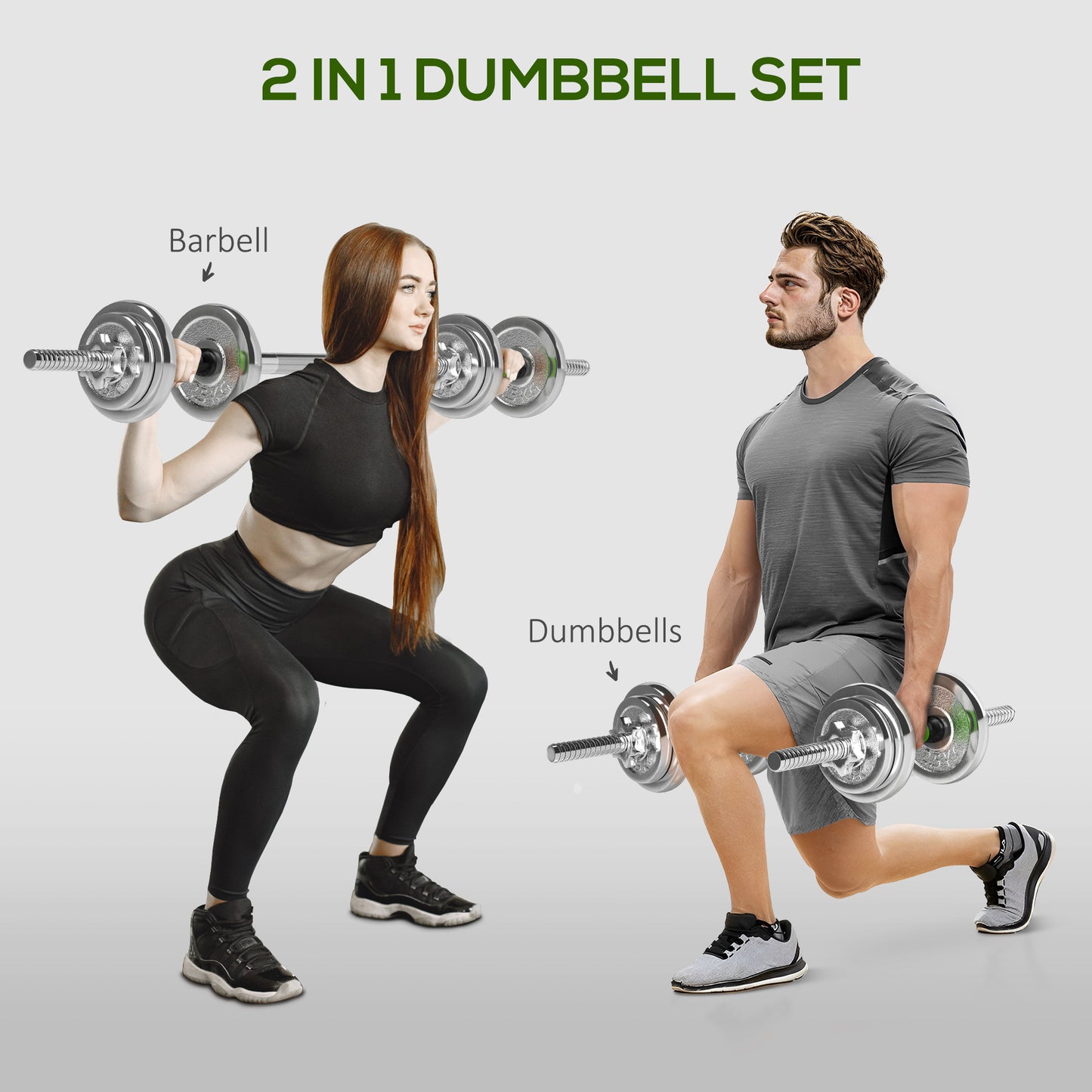 20kg 2-in-1 Adjustable Weights Dumbbells Set for Home Gym