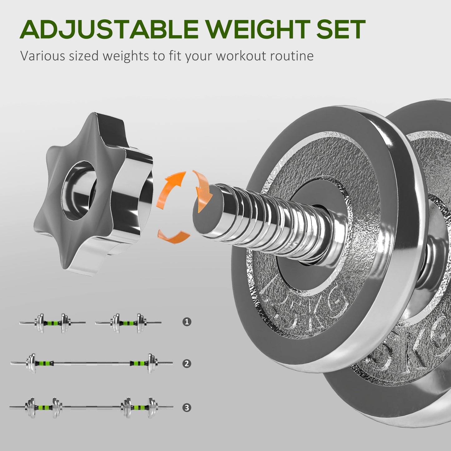 20kg 2-in-1 Adjustable Weights Dumbbells Set for Home Gym