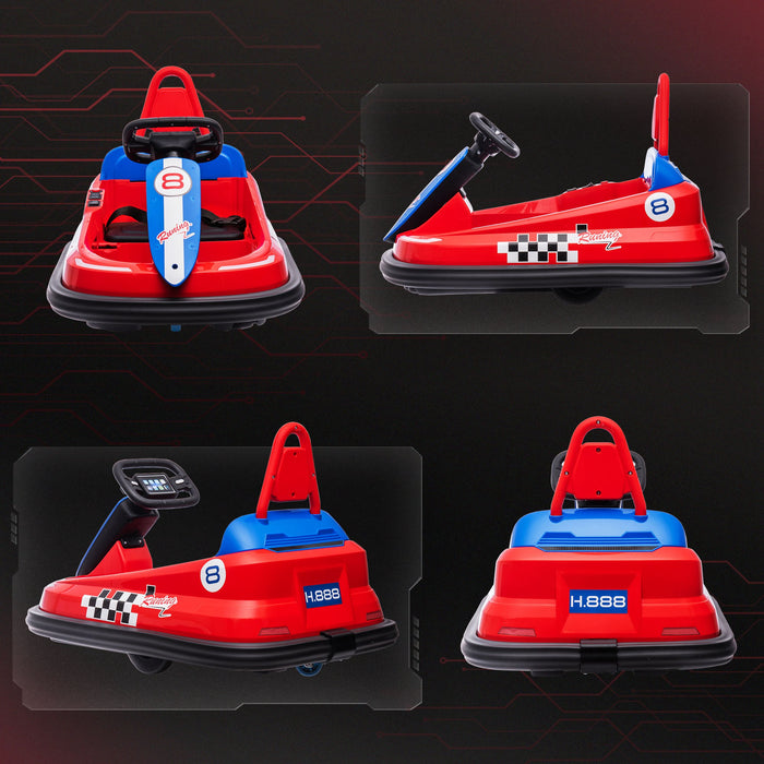 6V Kids Bumper Car, 360° Rotation Waltz Car w/ 2 Speeds - Red