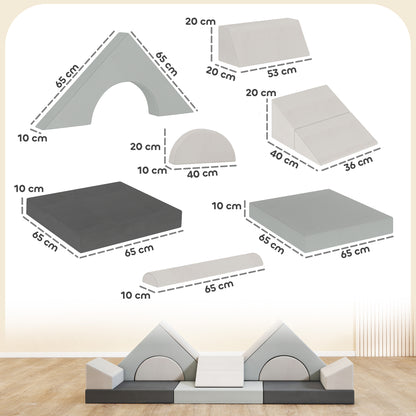 Kids Play Sofa, 12 Pieces Foam Modular Convertible Sofa, Grey