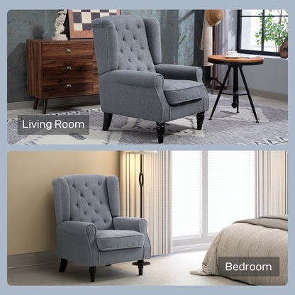Accent Armchair Home Furniture Retro Tufted Club Fabric Grey